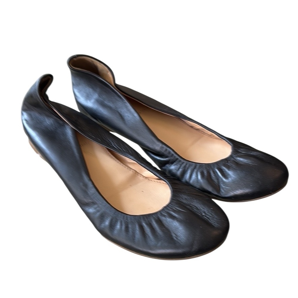 J. Crew Cece Black Italian Leather Ballet Flats - 6